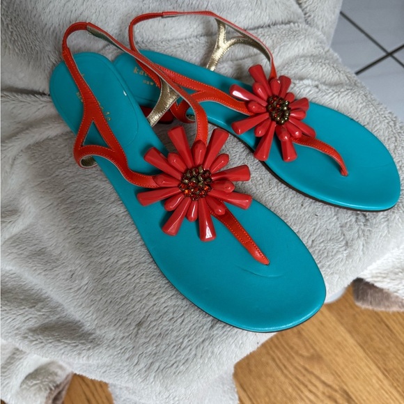 Kate Spade New York Red Floral Sandals – Size 9.5B Bright, Eye-Catching Blue - Picture 1 of 14